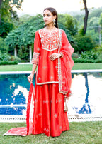 Mastaani Sharara Set with Nakshi Work - Red