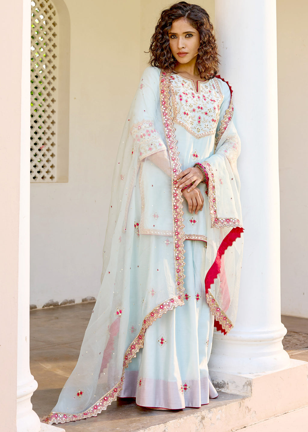 Mastaani Sharara Set with Nakshi Work - Blue