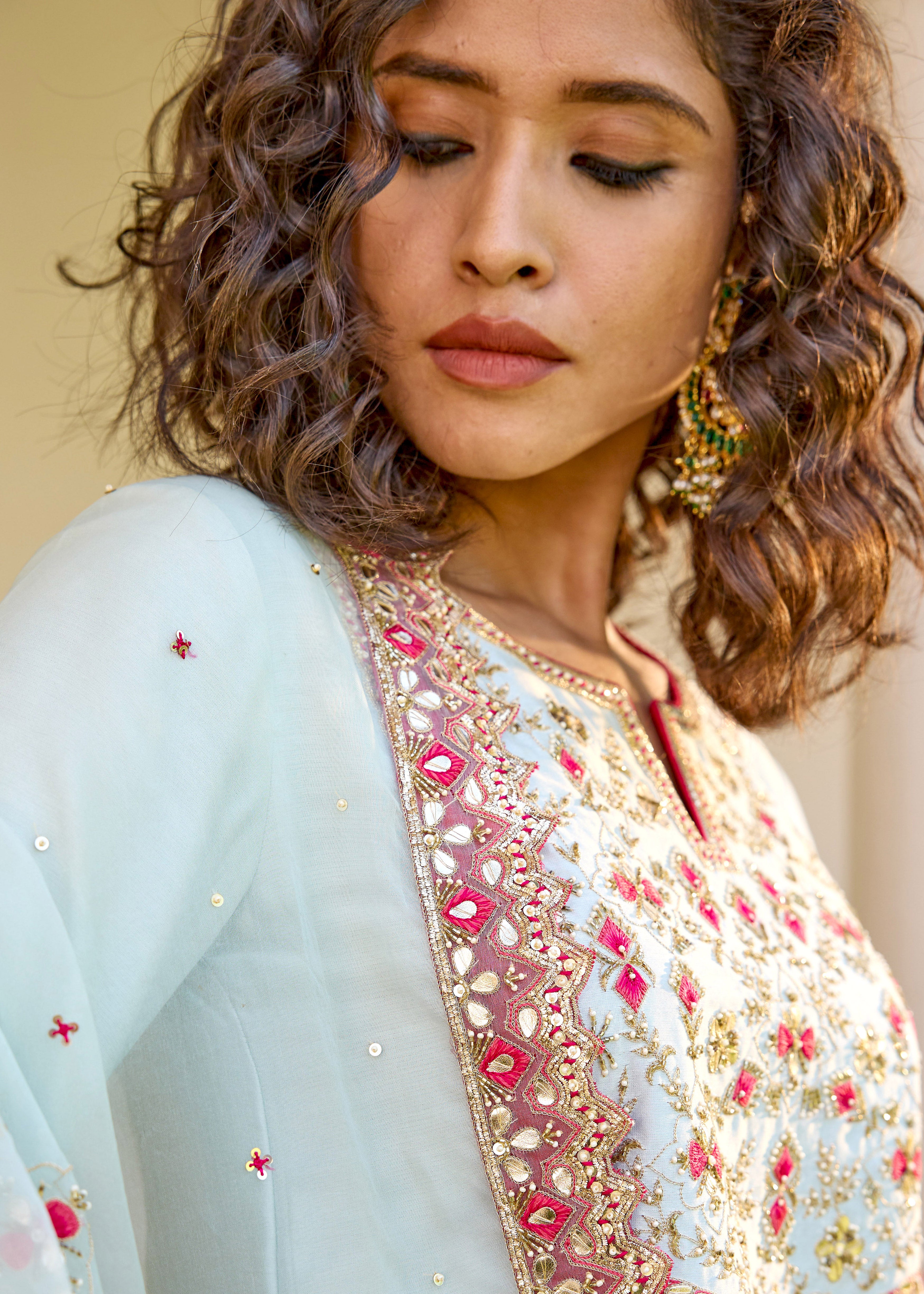 Mastaani Sharara Set with Nakshi Work - Blue