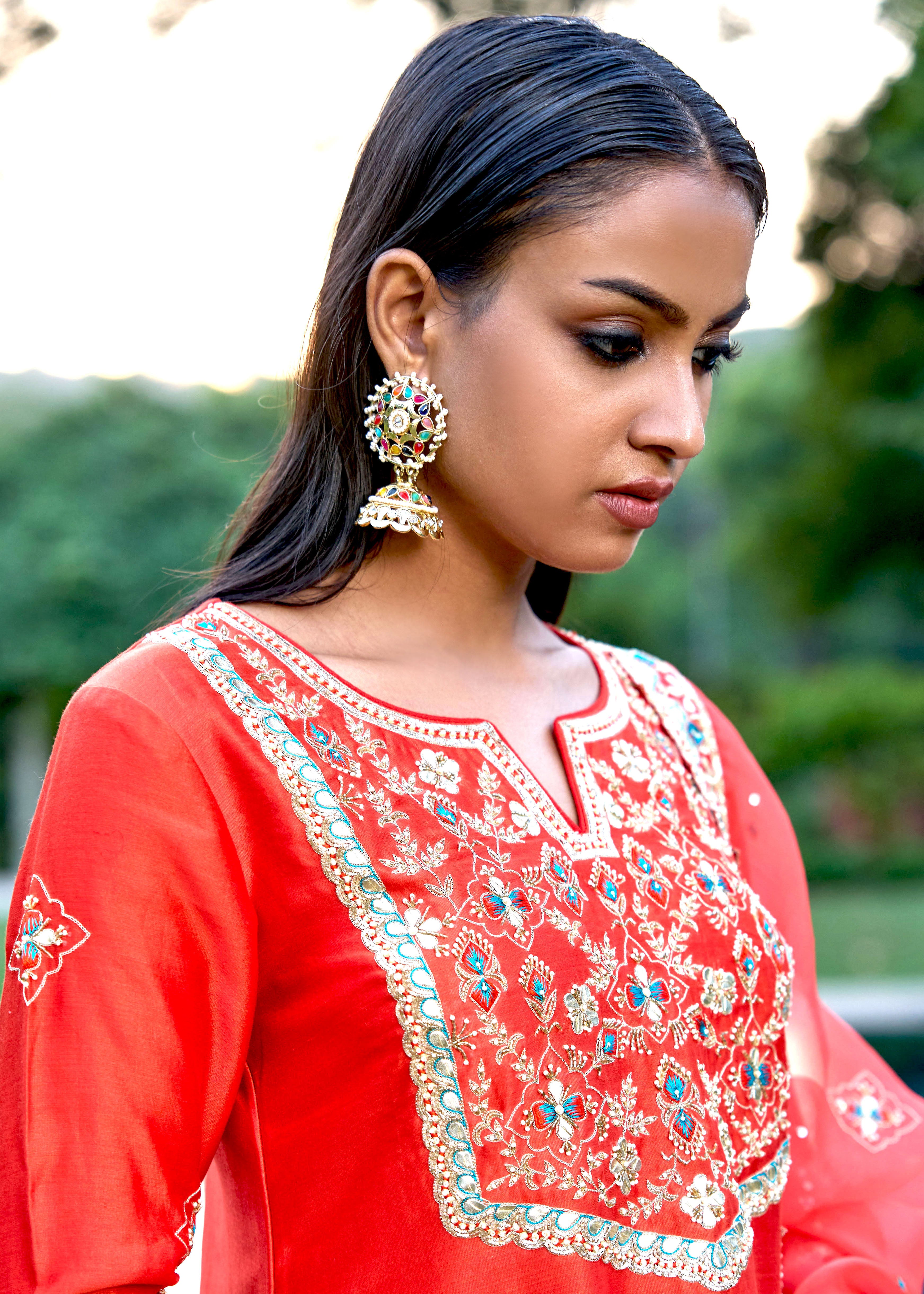 Mastaani Sharara Set with Nakshi Work - Red