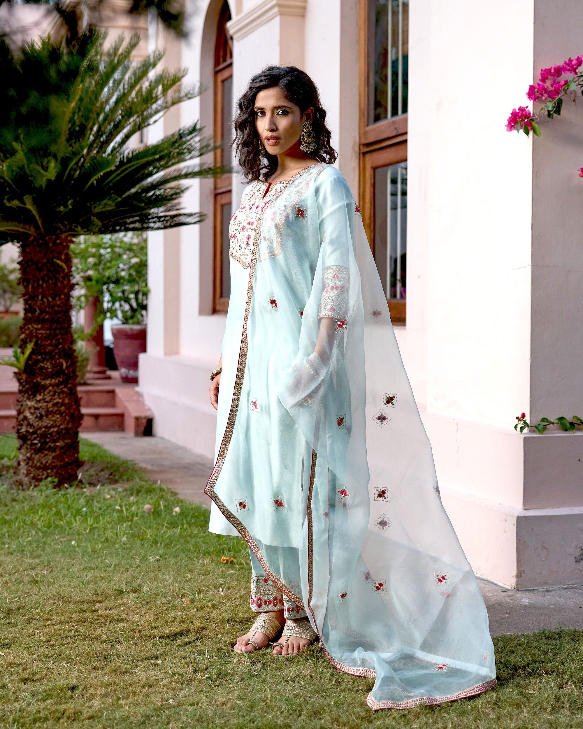 Mastani Pastel Blue Nakshi Kurta Set
