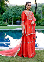 Mastaani Sharara Set with Nakshi Work - Red