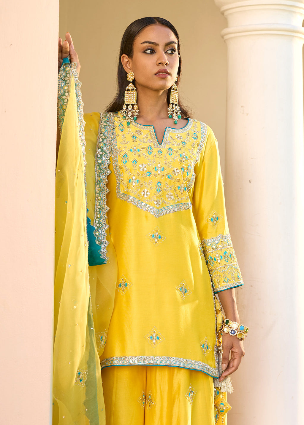 Mastaani Sharara Set with Nakshi Work - Yellow