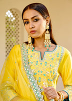 Mastaani Sharara Set with Nakshi Work - Yellow