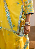 Mastaani Sharara Set with Nakshi Work - Yellow