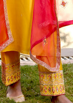 Mastaani Yellow Pink Nakshi Kurta Set