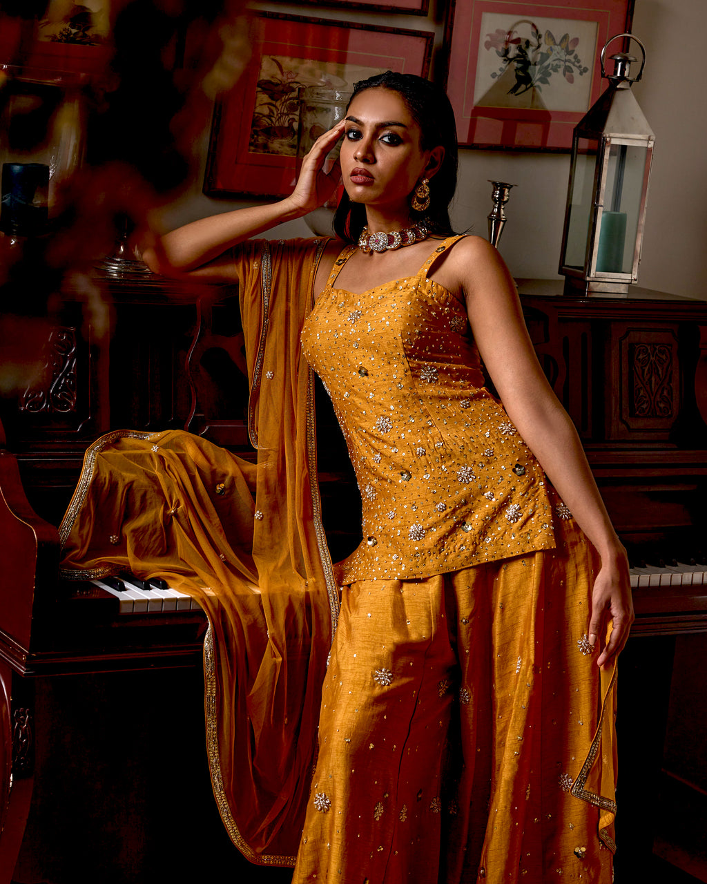 Sassy Sharara Set -Golden