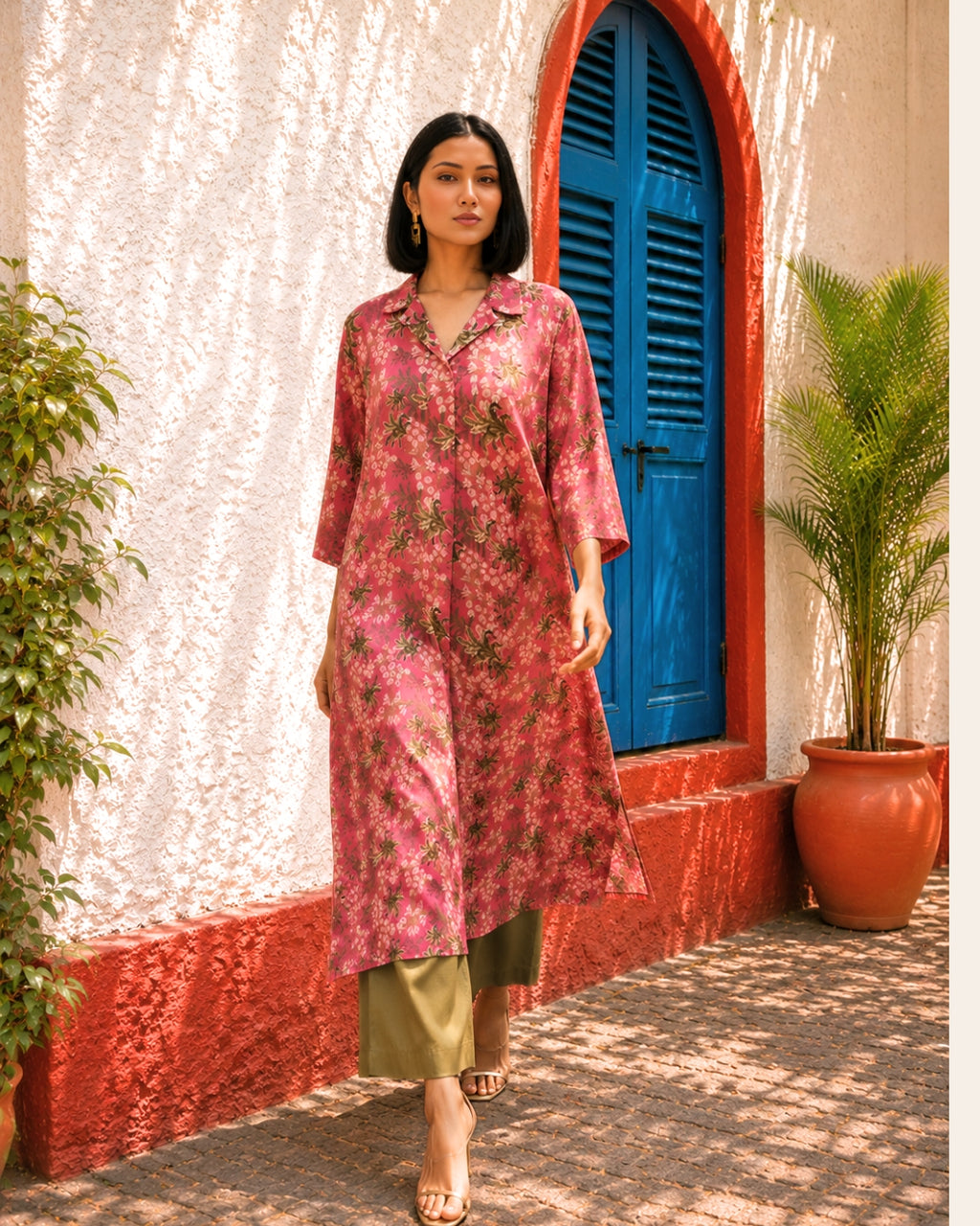 Pink Botanical Kurta Set