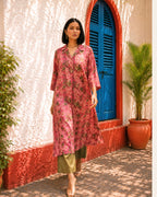 Pink Botanical Kurta Set