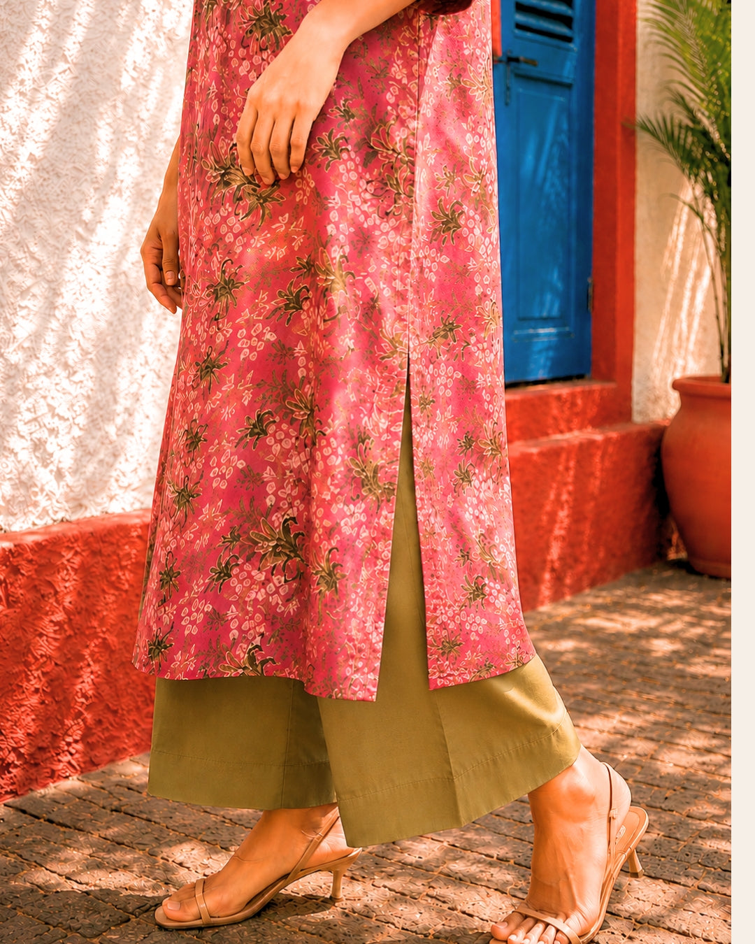 Pink Botanical Kurta Set