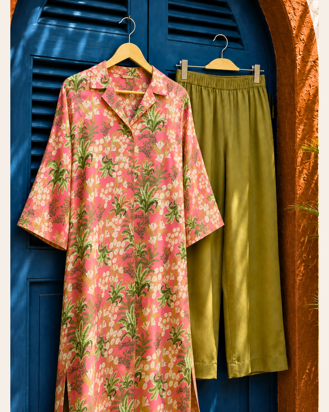 Pink Botanical Kurta Set