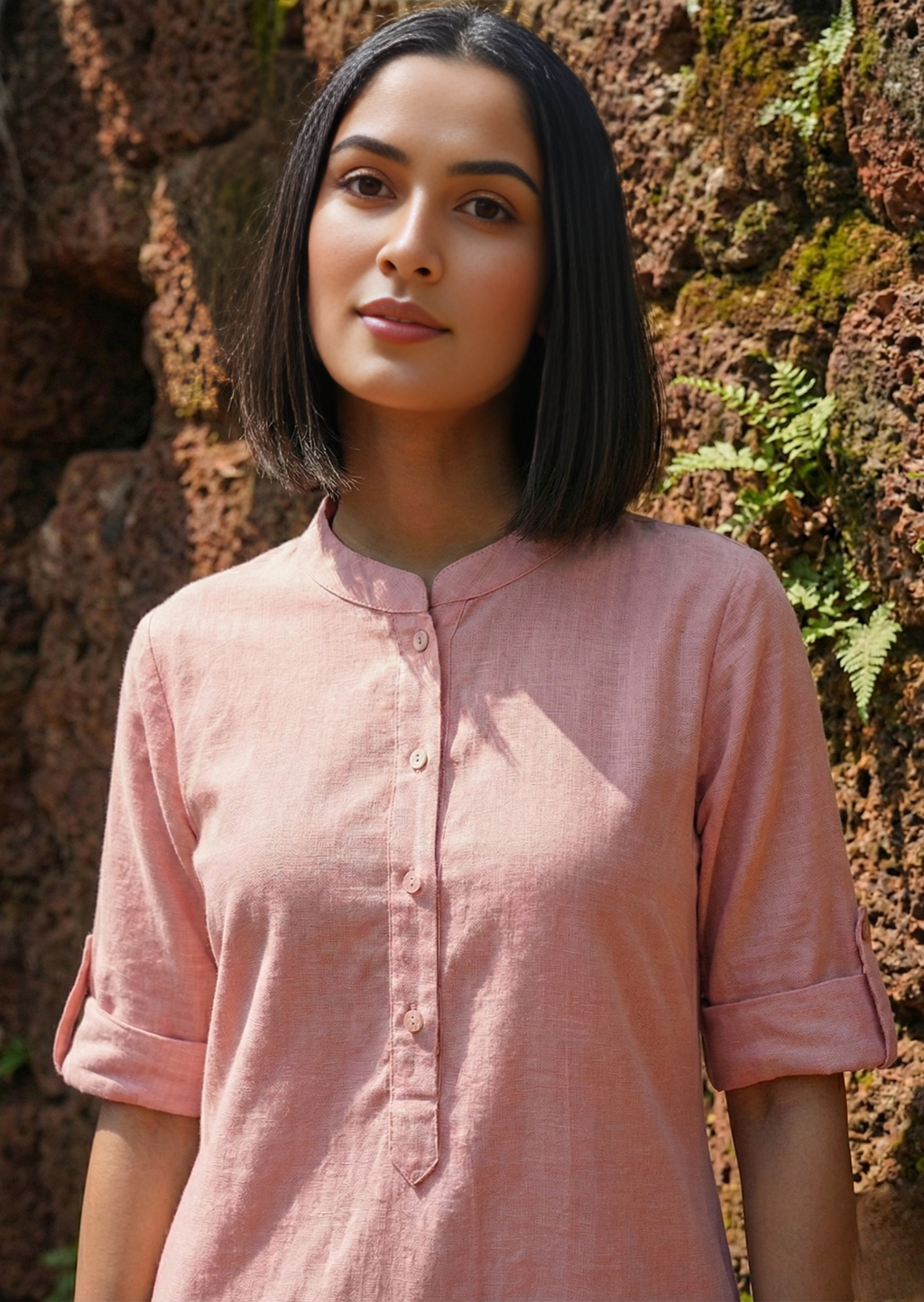 Pink Linen Slub Coord Set