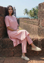 Pink Linen Slub Coord Set