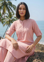 Pink Linen Slub Coord Set