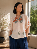 Linen Pink Shirt - Floral