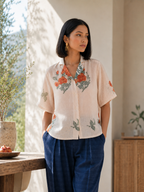 Linen Pink Shirt - Floral