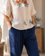 Linen Pink Shirt - Floral