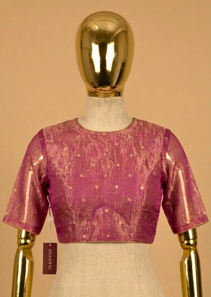 Pink Tissue Silk blouse zero neck neckline readymade | Bbaawri