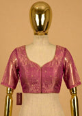 Pink Tissue Silk blouse sweetheart neckline readymade | Bbaawri