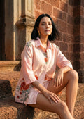 Pink linen shirt for women