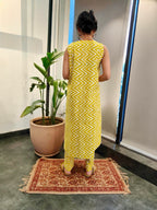 Yellow Printed Indo-Western Coord Set