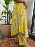Yellow Printed Indo-Western Coord Set