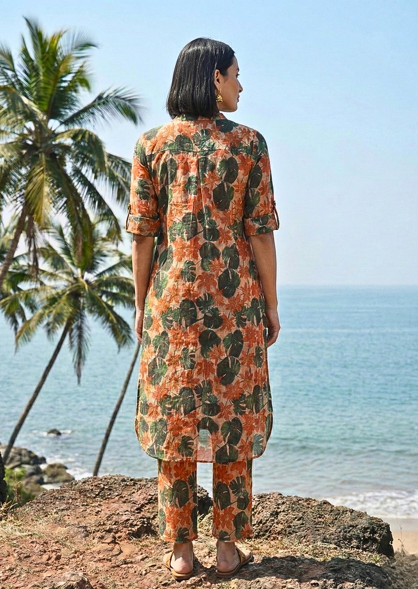 Printed Cotton Co-ord Set Leaf Prints