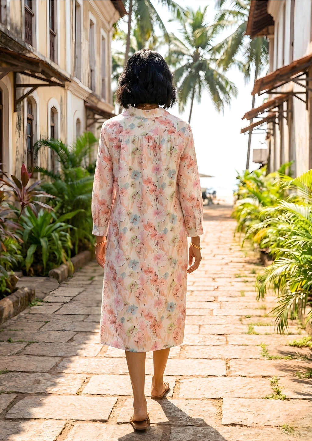Floral Printed Linen Dress