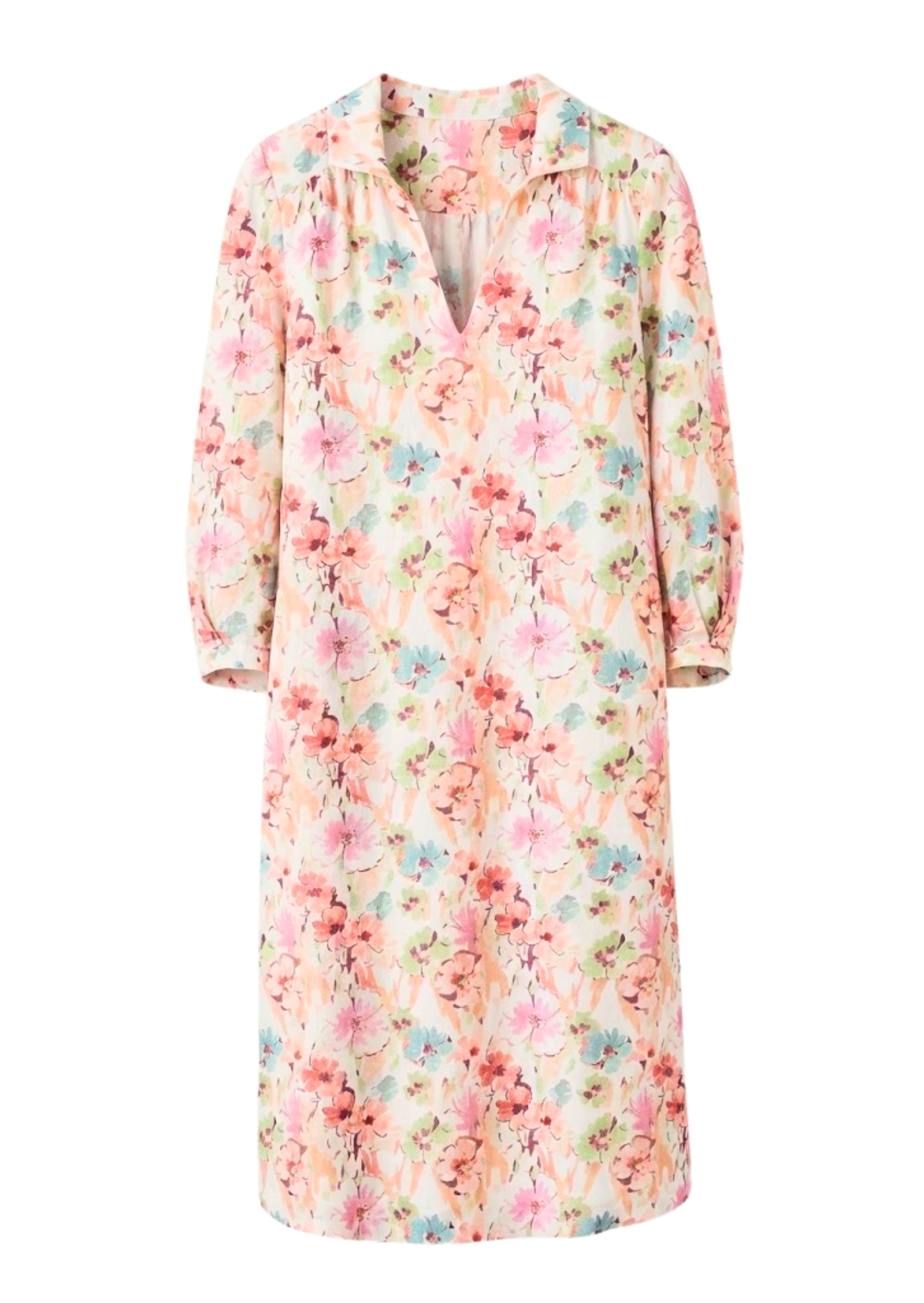 Floral Printed Linen Dress