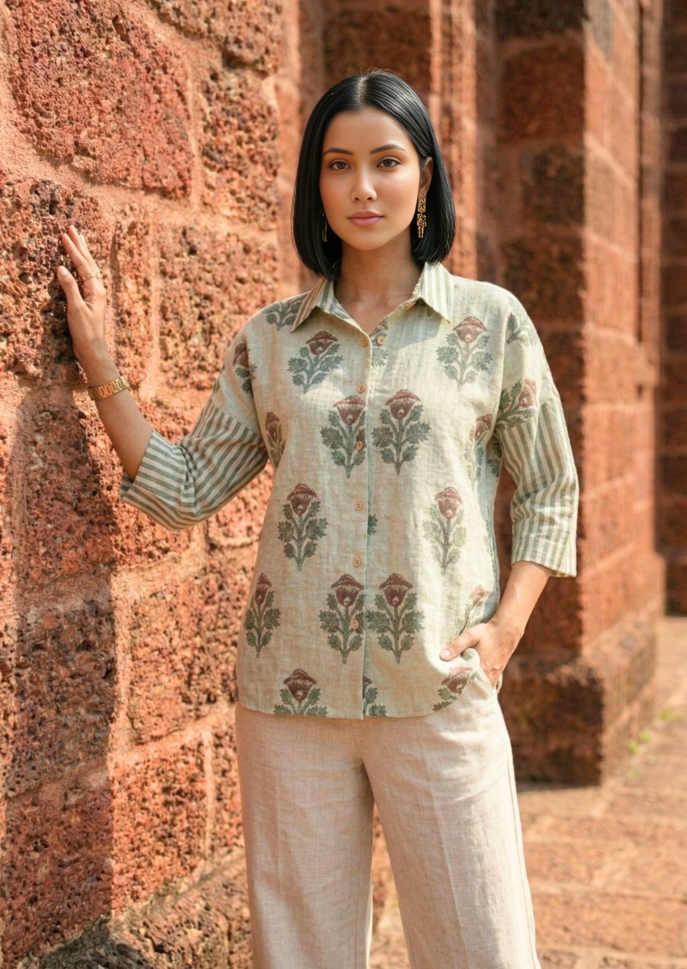 Printed linen shirt women Gurugram online