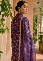 Embroidered Purple Silk Kurta Set with Dupatta