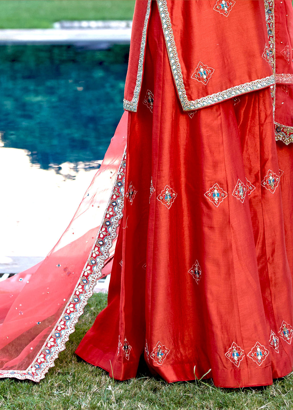 Mastaani Sharara Set with Nakshi Work - Red