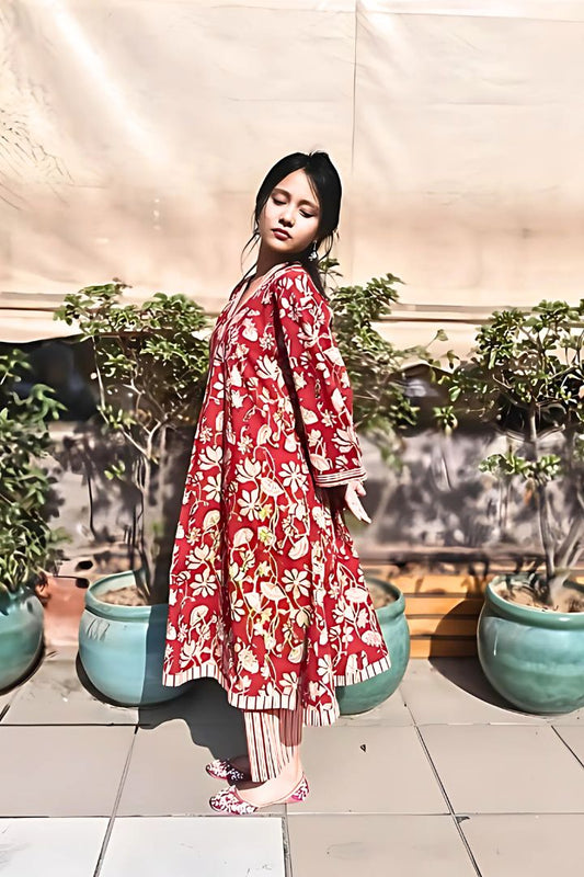 Discover breathable handblock-printed kurtas, coord sets, and office wear styles rooted in Indian craft. 