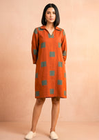 Rust Summer Dress in Flax Cotton