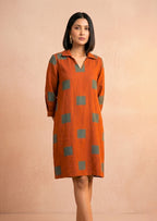 Rust Summer Dress in Flax Cotton