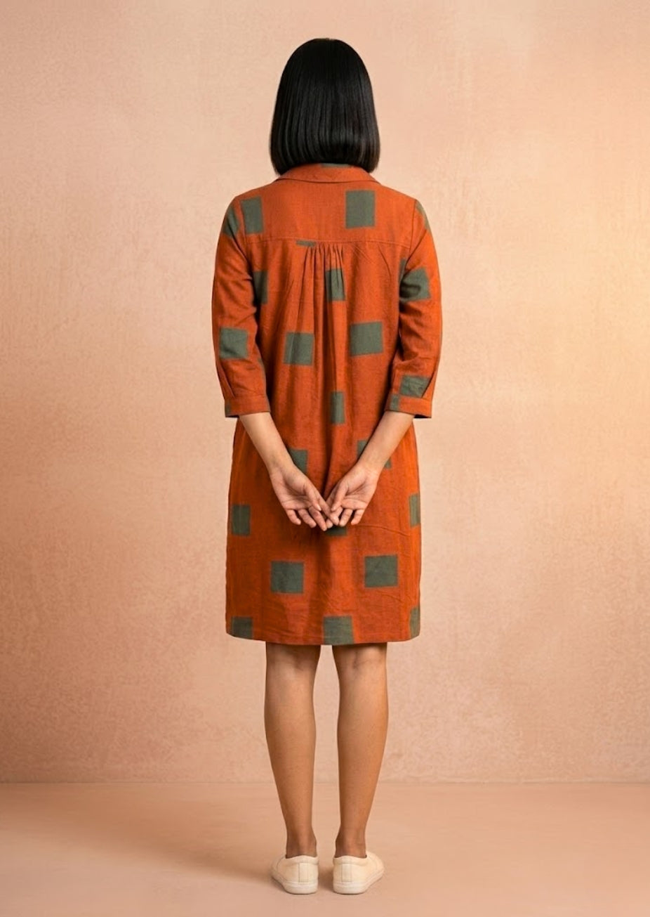Rust Summer Dress in Flax Cotton