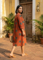 Rust Summer Dress in Flax Cotton
