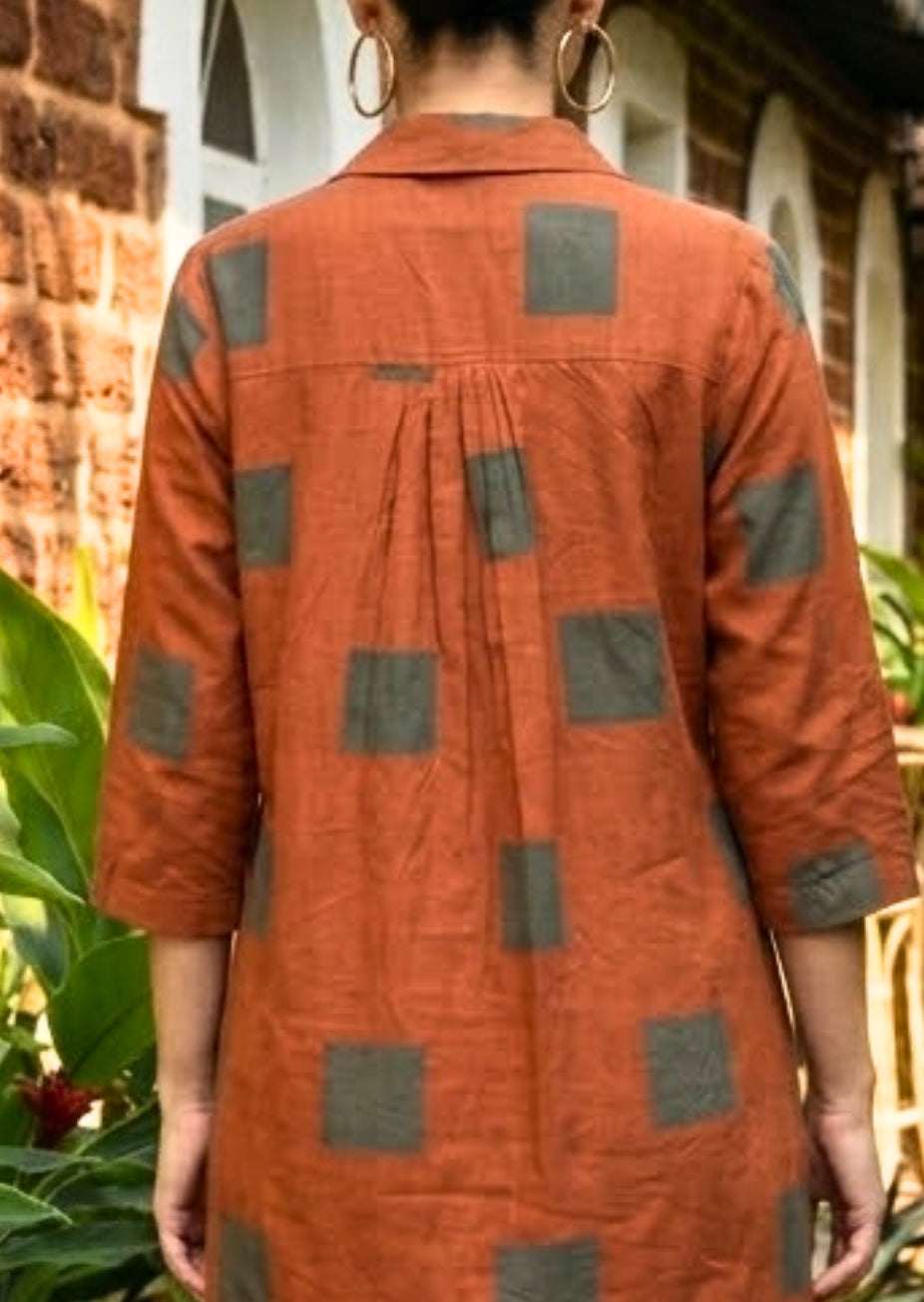 Rust Summer Dress in Flax Cotton