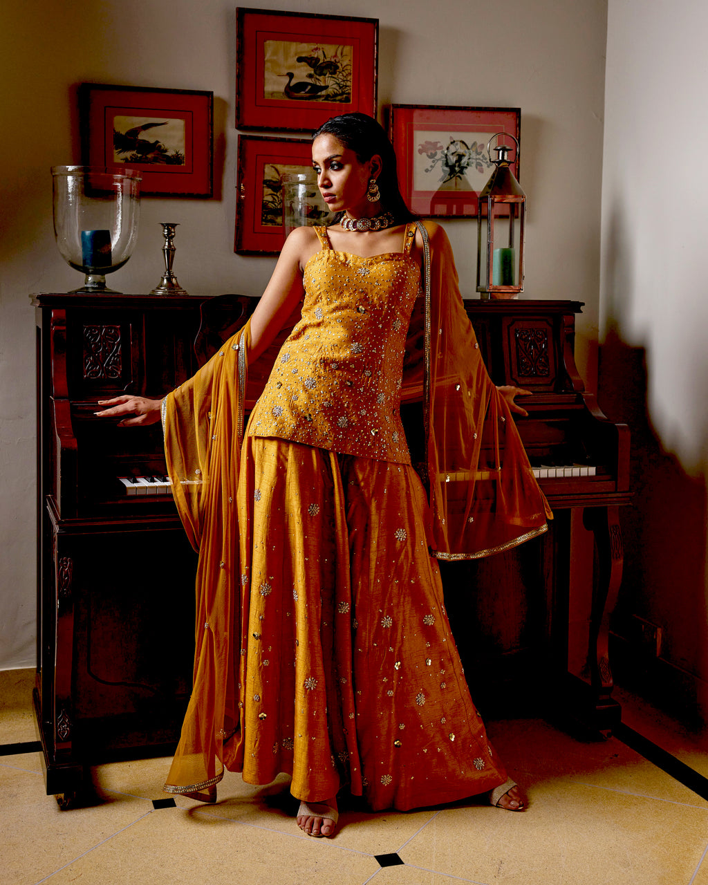 Sassy Sharara Set -Golden