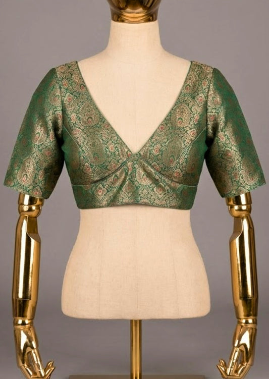 Green Banarasi Brocade Silk Blouse