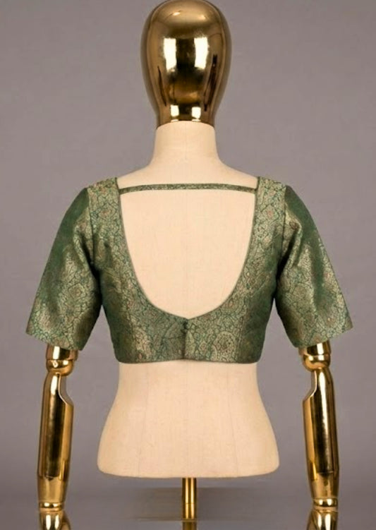 Green Banarasi Brocade Silk Blouse