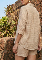 Cotton Linen Checkered Shirt