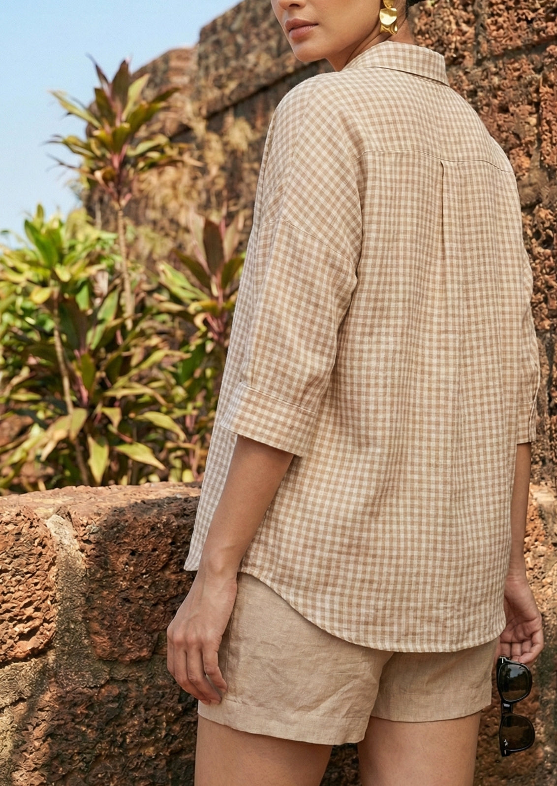 Cotton Linen Checkered Shirt