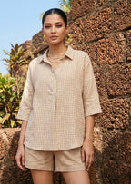 Cotton Linen Check Shirt Linen Cotton