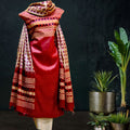 Tussar Silk in Brown Color with Cream Pants