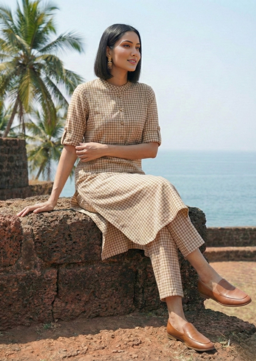 Woven Handloom Cotton Checked Set