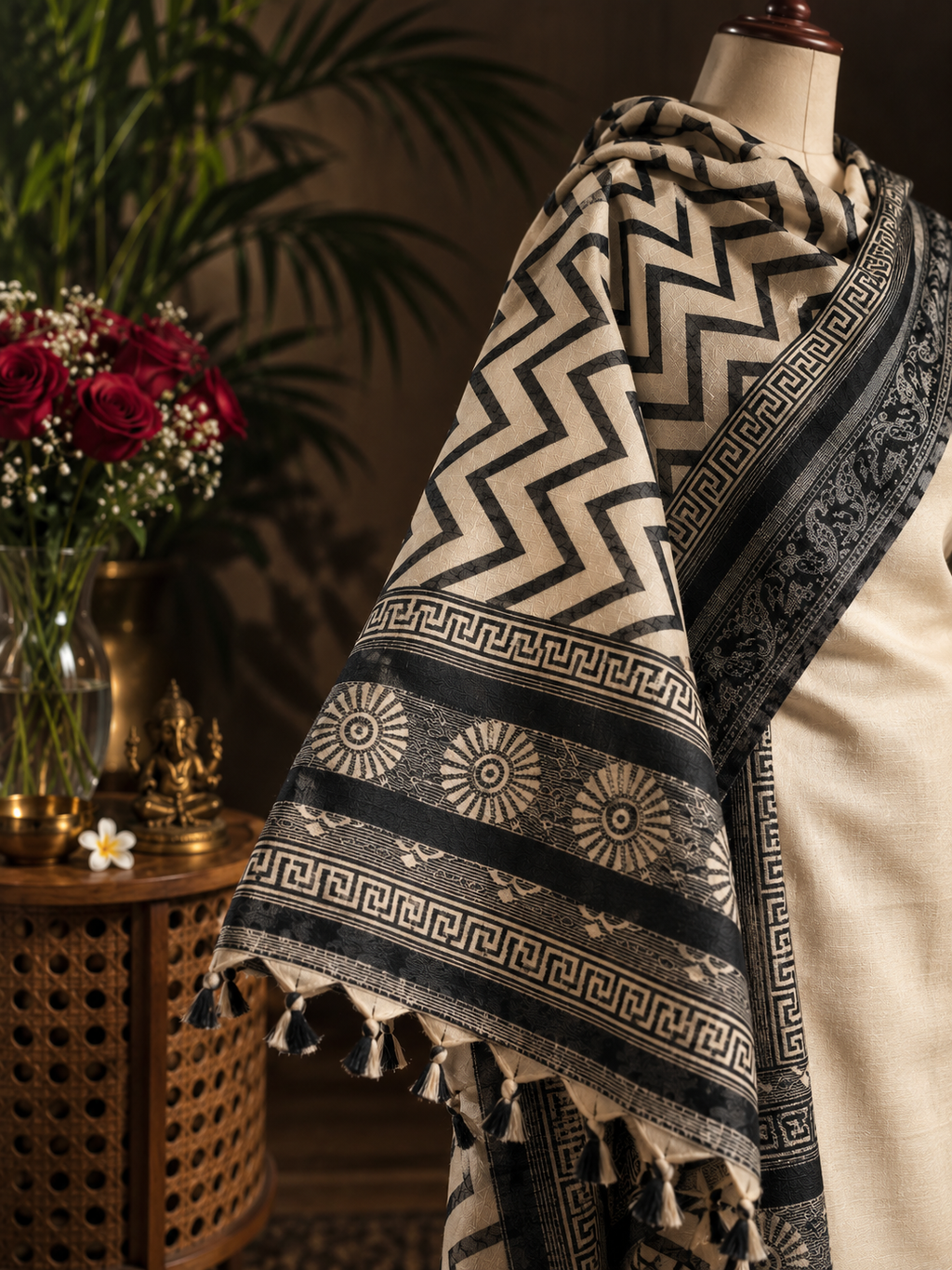off-white-dress-material-paired-with-geometric-black-dupatta