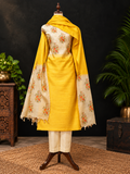 Floral Yellow Printed Tussar Silk  set with Dupatta
