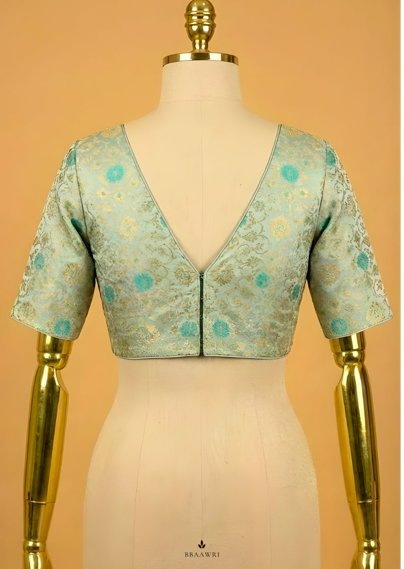 Sea Green Blouse in Kimhkwab Fabric