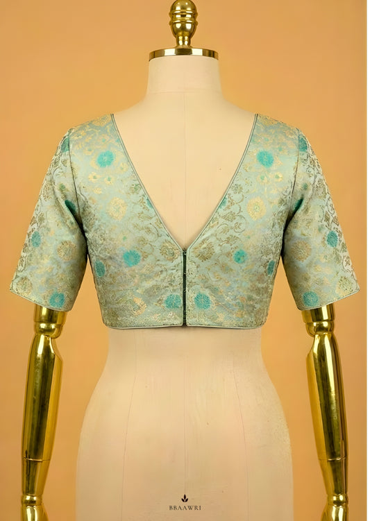 Sea Green Blouse in Kimhkwab Fabric
